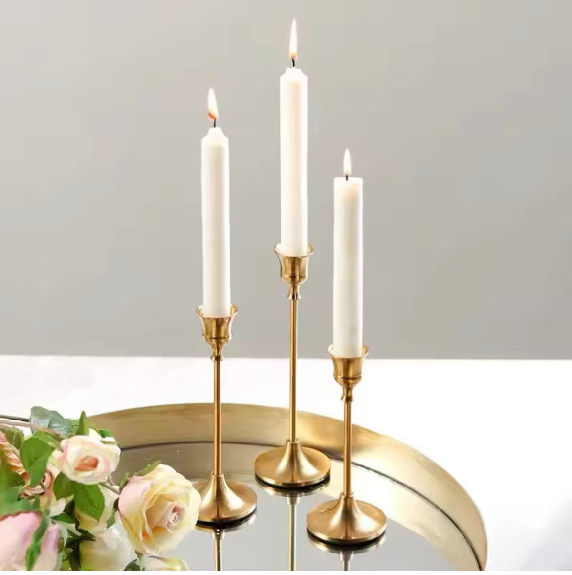 Regency Gold Candle Holder set of 3, Wedding Table Decor, Centerpiece