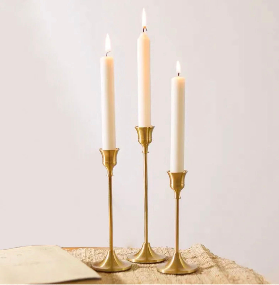 Regency Gold Candle Holder set of 3, Wedding Table Decor, Centerpiece