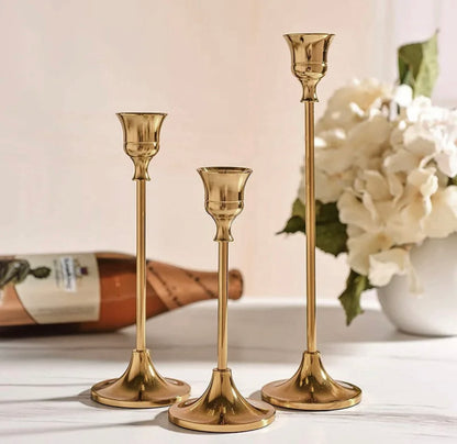 Regency Gold Candle Holder set of 3, Wedding Table Decor, Centerpiece