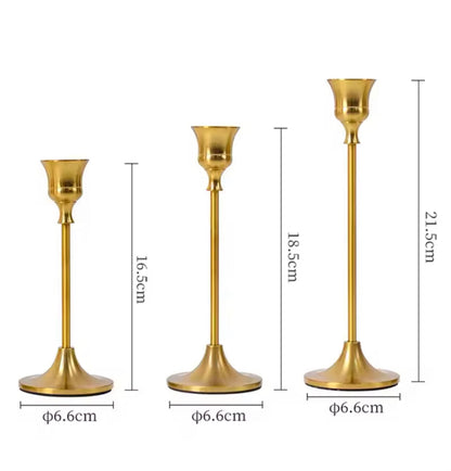 Regency Gold Candle Holder set of 3, Wedding Table Decor, Centerpiece